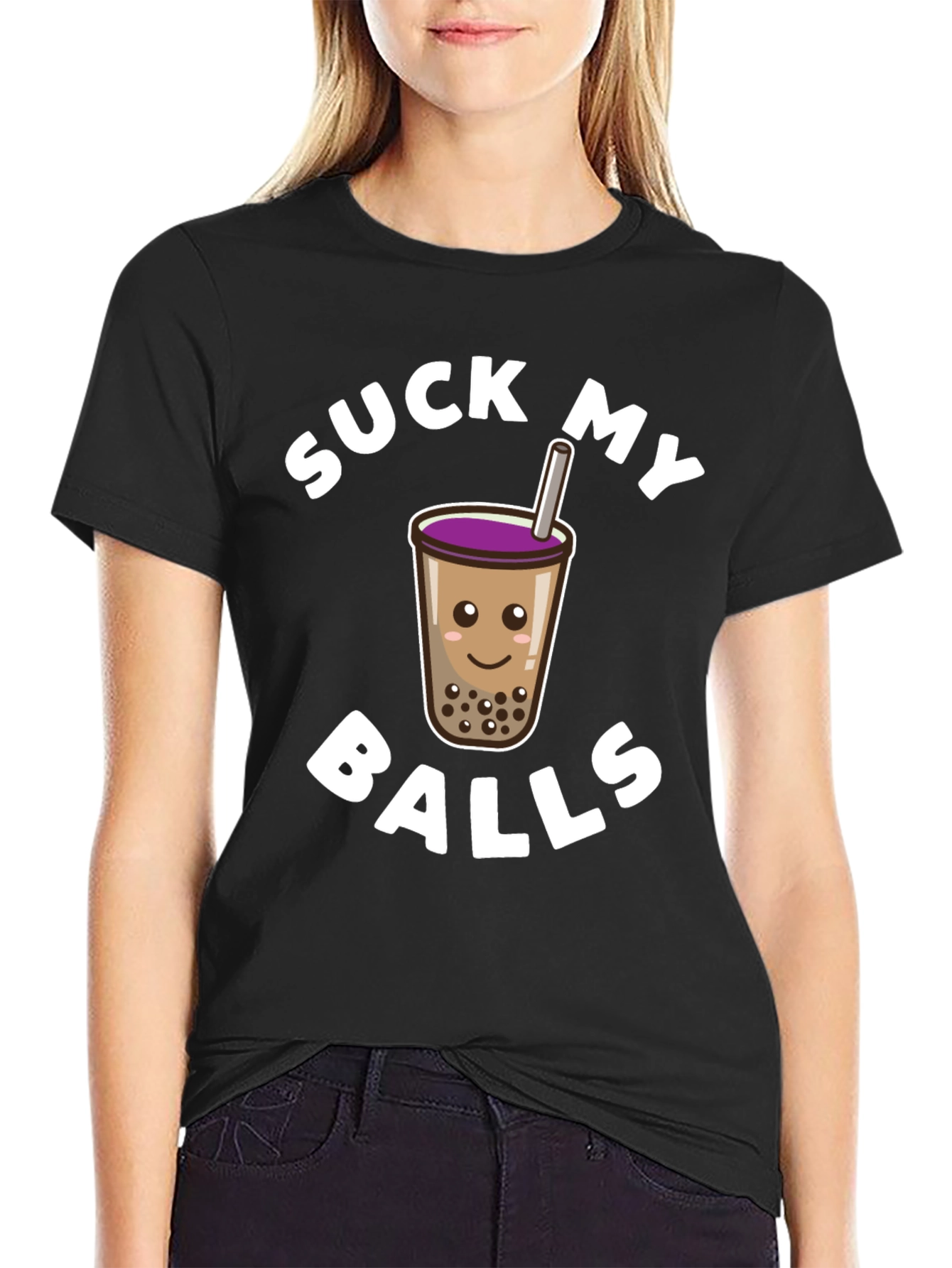 Suck My Balls Boba Tea Graphic T-Shirt