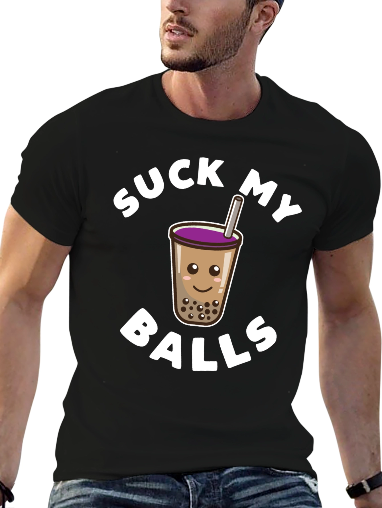 Suck My Balls Boba Tea Graphic T-Shirt