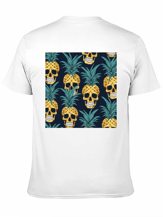 Skull Pineapple Print Black T-Shirt