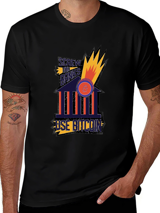 Bitcoin Graphic Tee - Screw the Banks T-Shirt