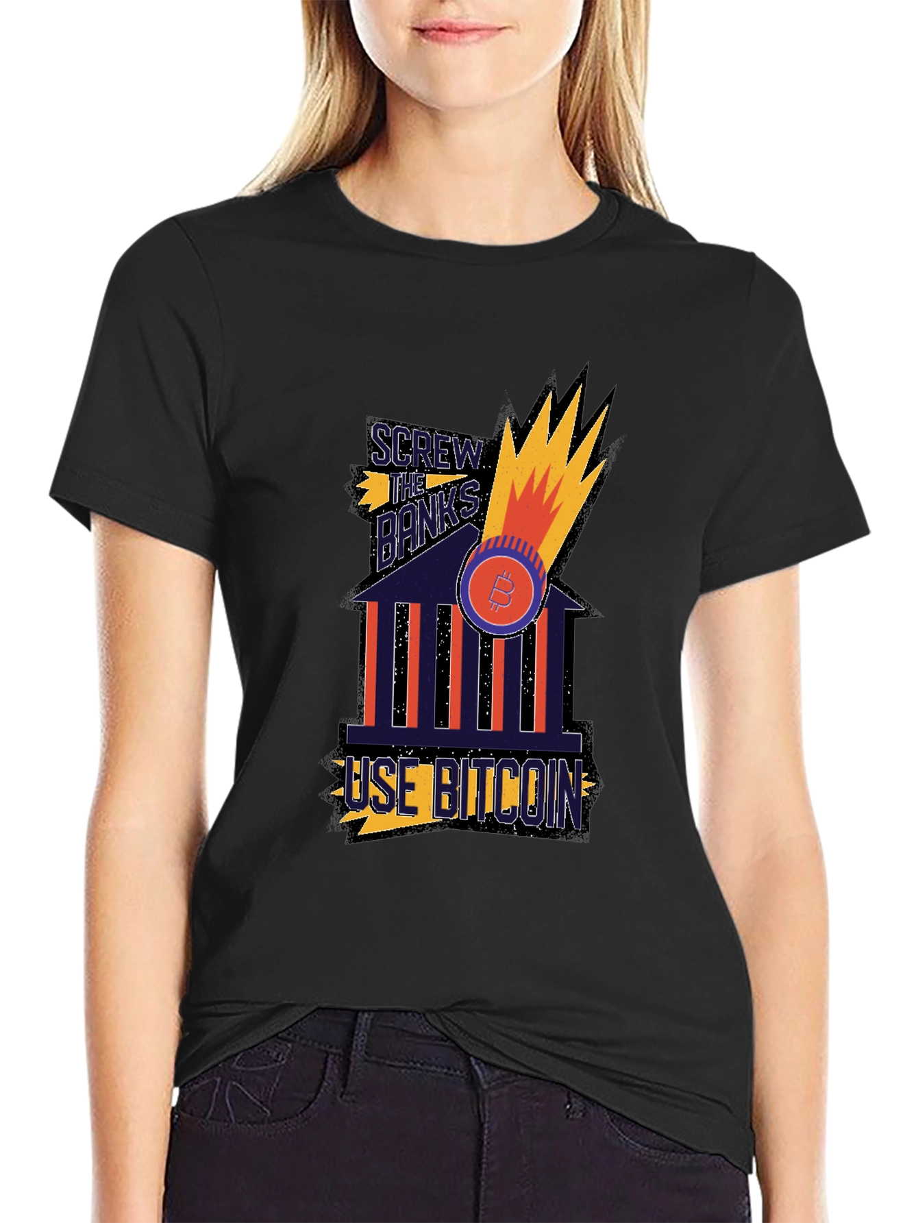 Bitcoin Graphic Tee - Screw the Banks T-Shirt
