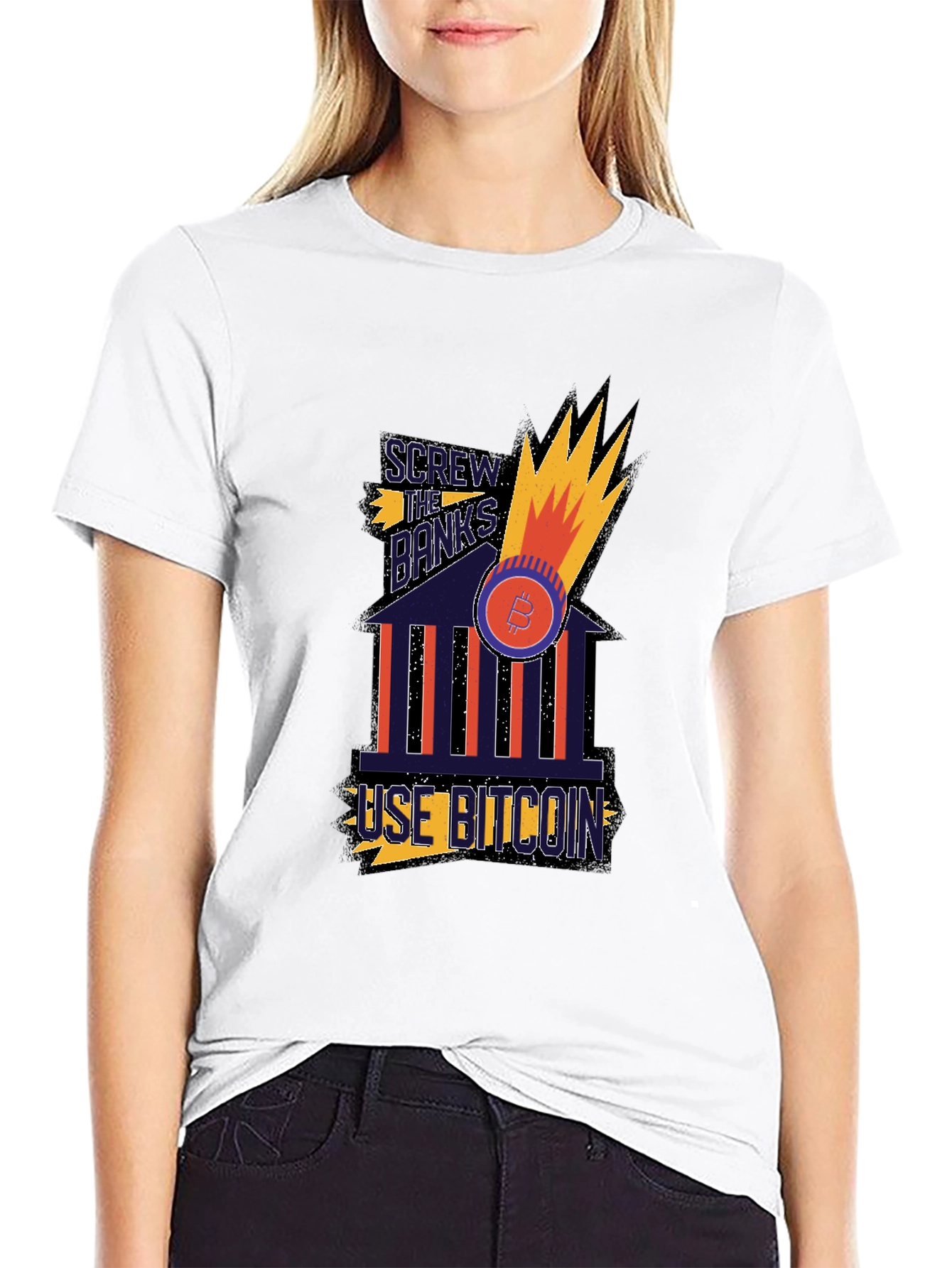Bitcoin Graphic Tee - Screw the Banks T-Shirt