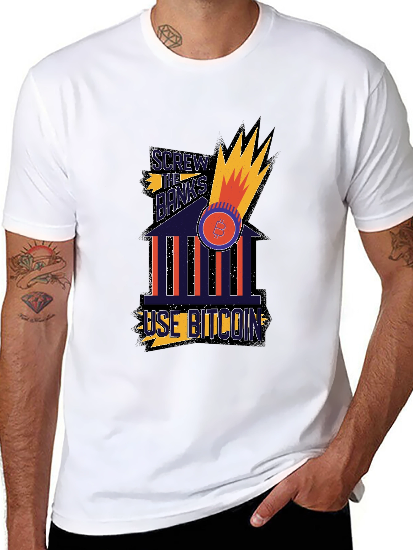 Bitcoin Graphic Tee - Screw the Banks T-Shirt