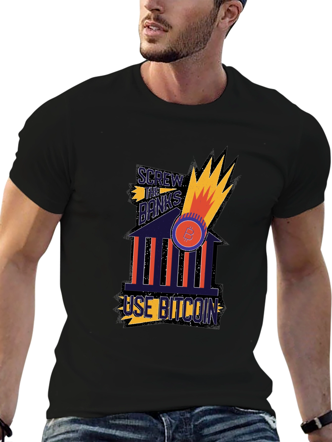 Bitcoin Graphic Tee - Screw the Banks T-Shirt
