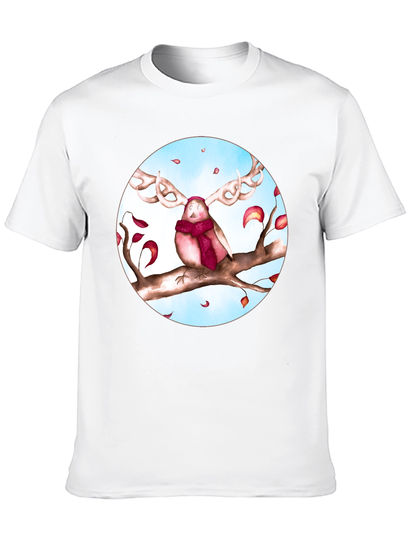 Whimsical Bird Antler T-Shirt - Unique Graphic Tee