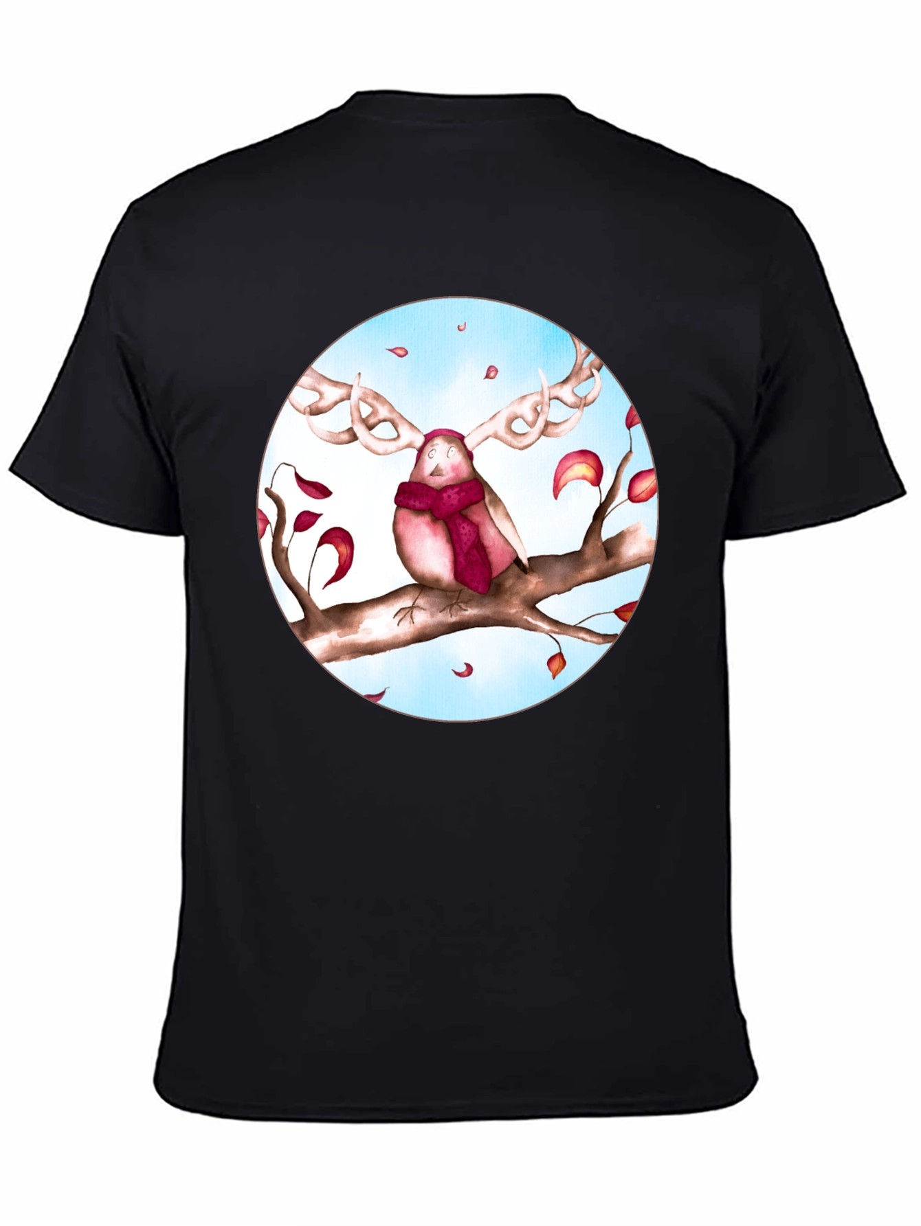 Whimsical Bird Antler T-Shirt - Unique Graphic Tee