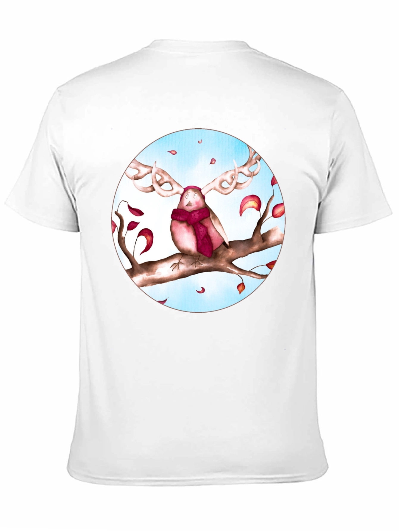 Whimsical Bird Antler T-Shirt - Unique Graphic Tee