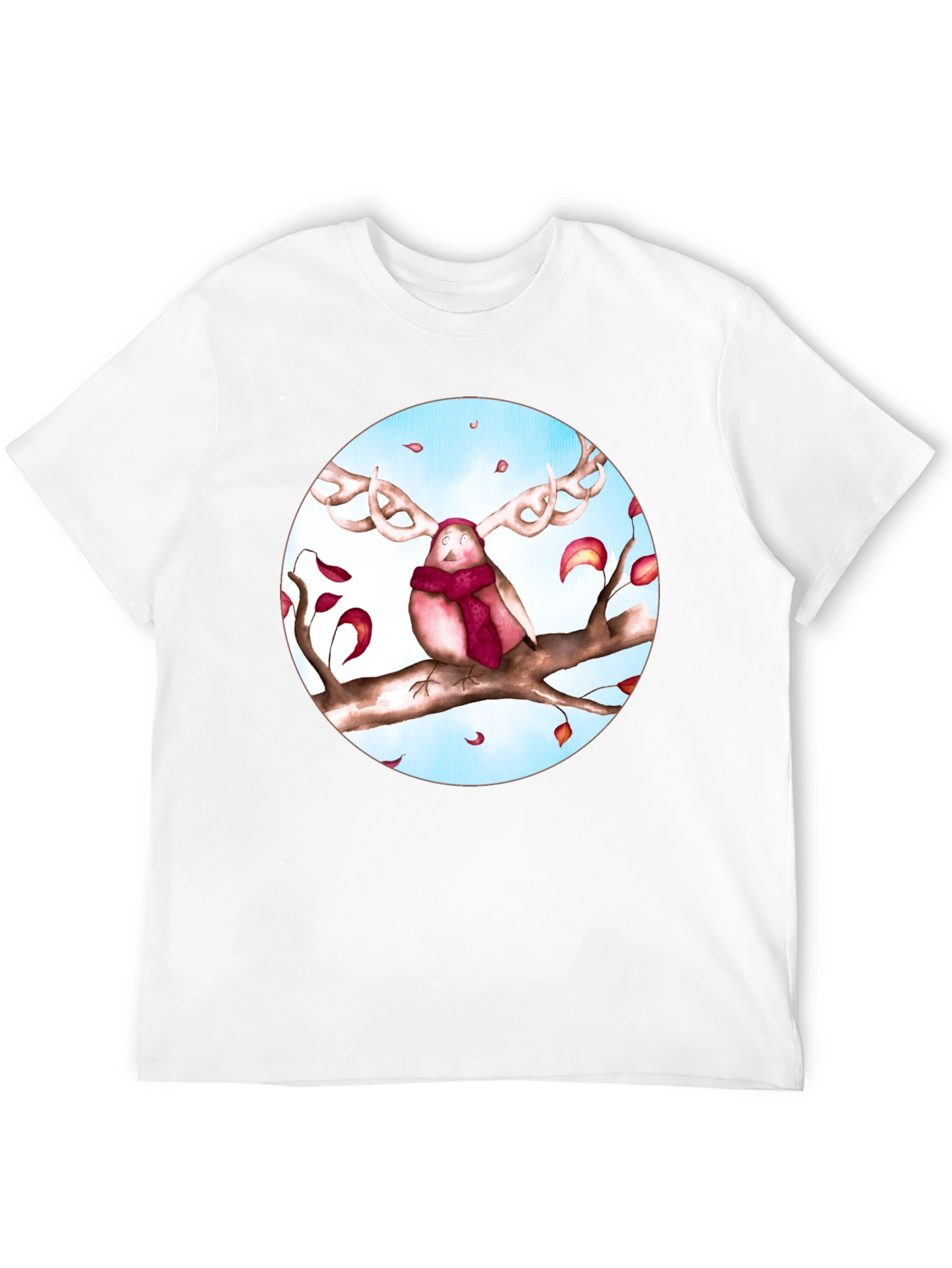 Whimsical Bird Antler T-Shirt - Unique Graphic Tee