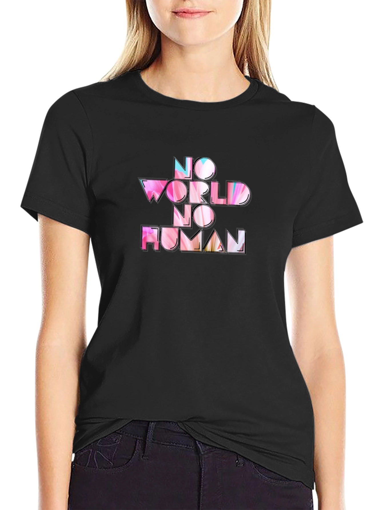 No World No Human Black T-Shirt