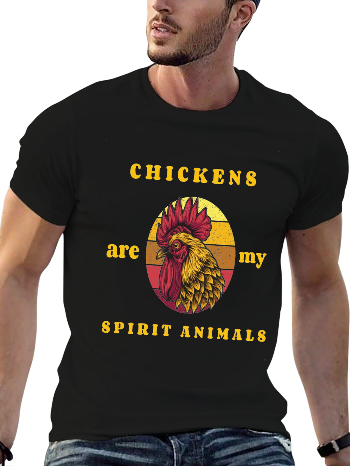 Chicken Spirit Animal Graphic Tee - Black