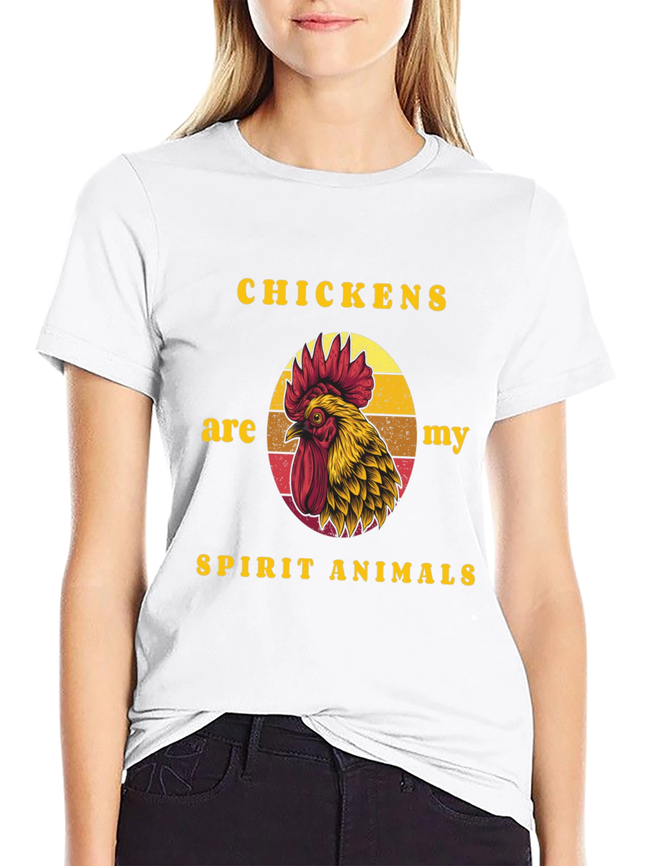 Chicken Spirit Animal Graphic Tee - Black