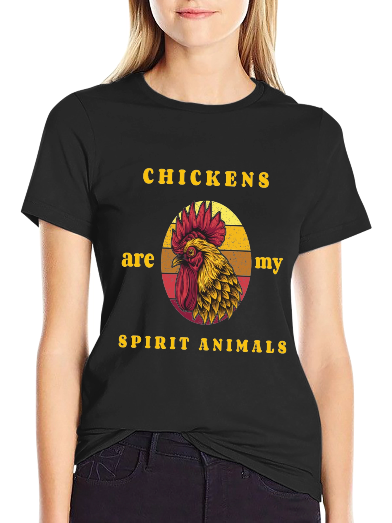 Chicken Spirit Animal Graphic Tee - Black