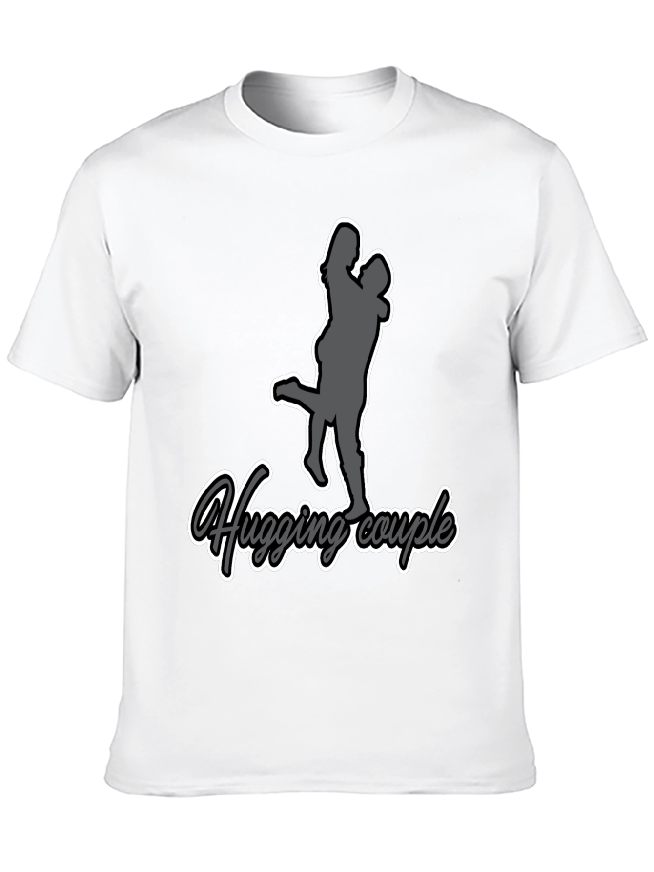 Hugging Couple Graphic Tee - Black