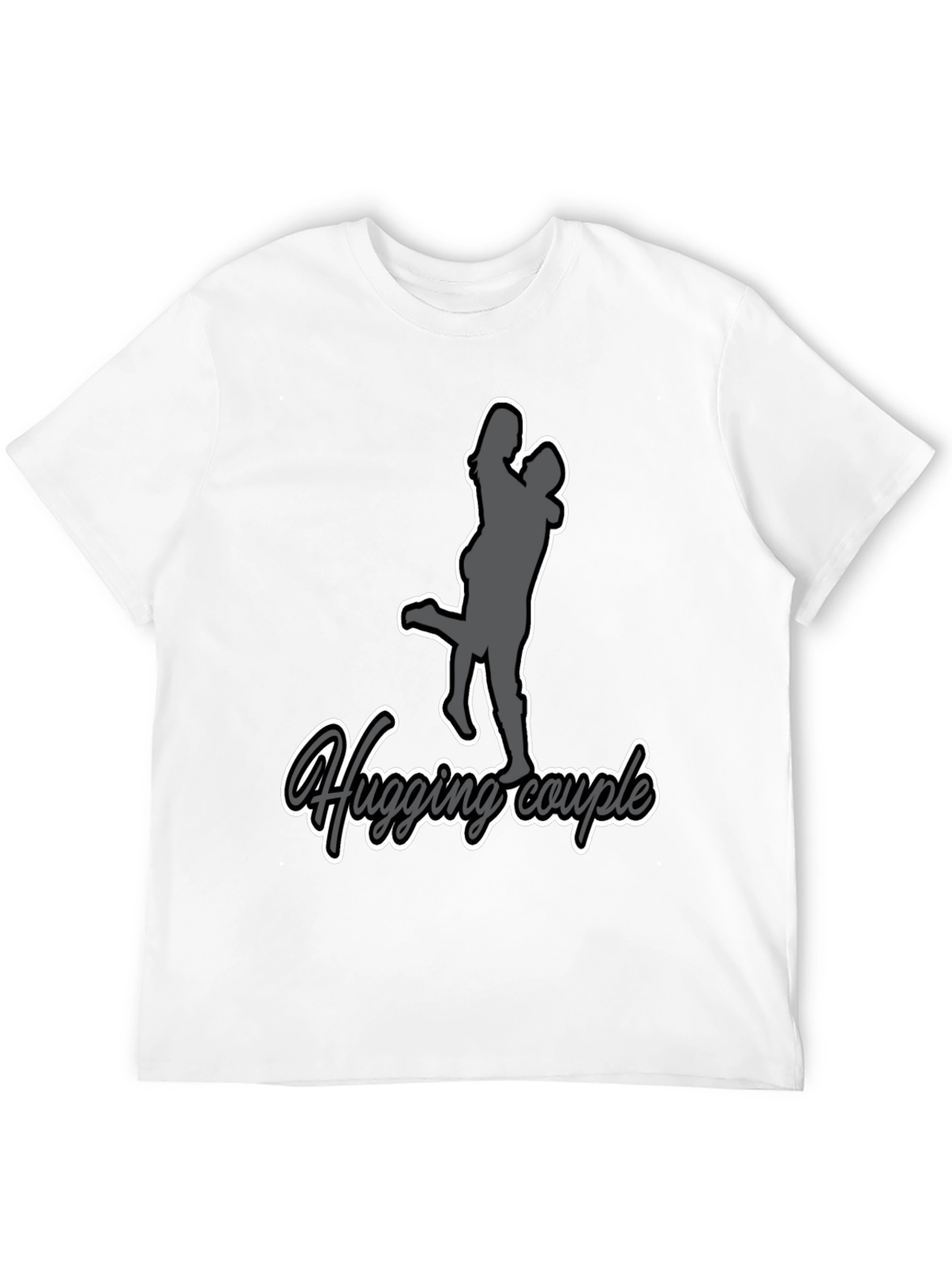 Hugging Couple Graphic Tee - Black