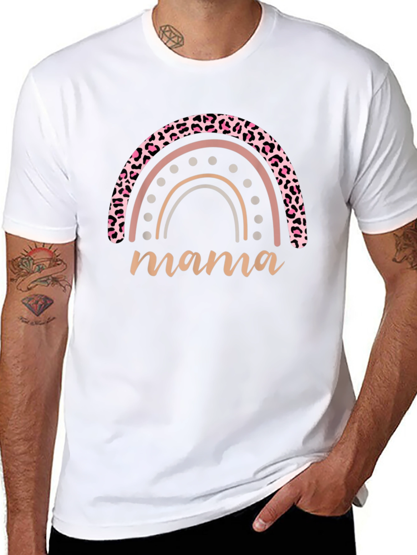 Mama Rainbow Leopard Print T-Shirt
