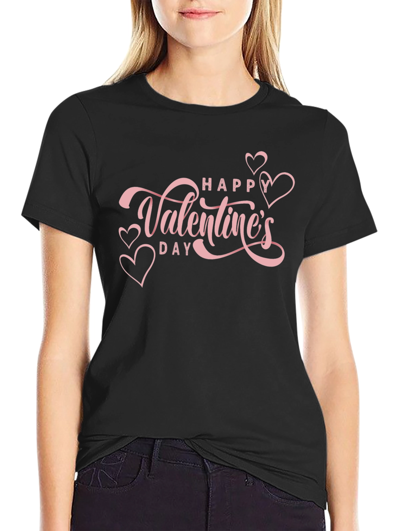 Valentines Day Graphic Tee - Pink Heart Design