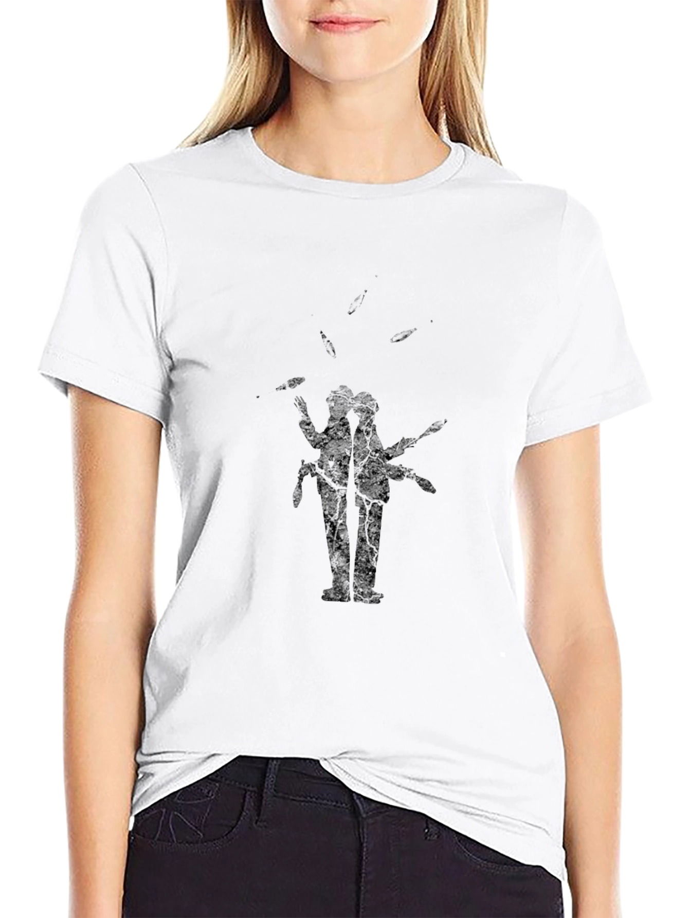 Mens Black Graphic Print Crew Neck T-Shirt