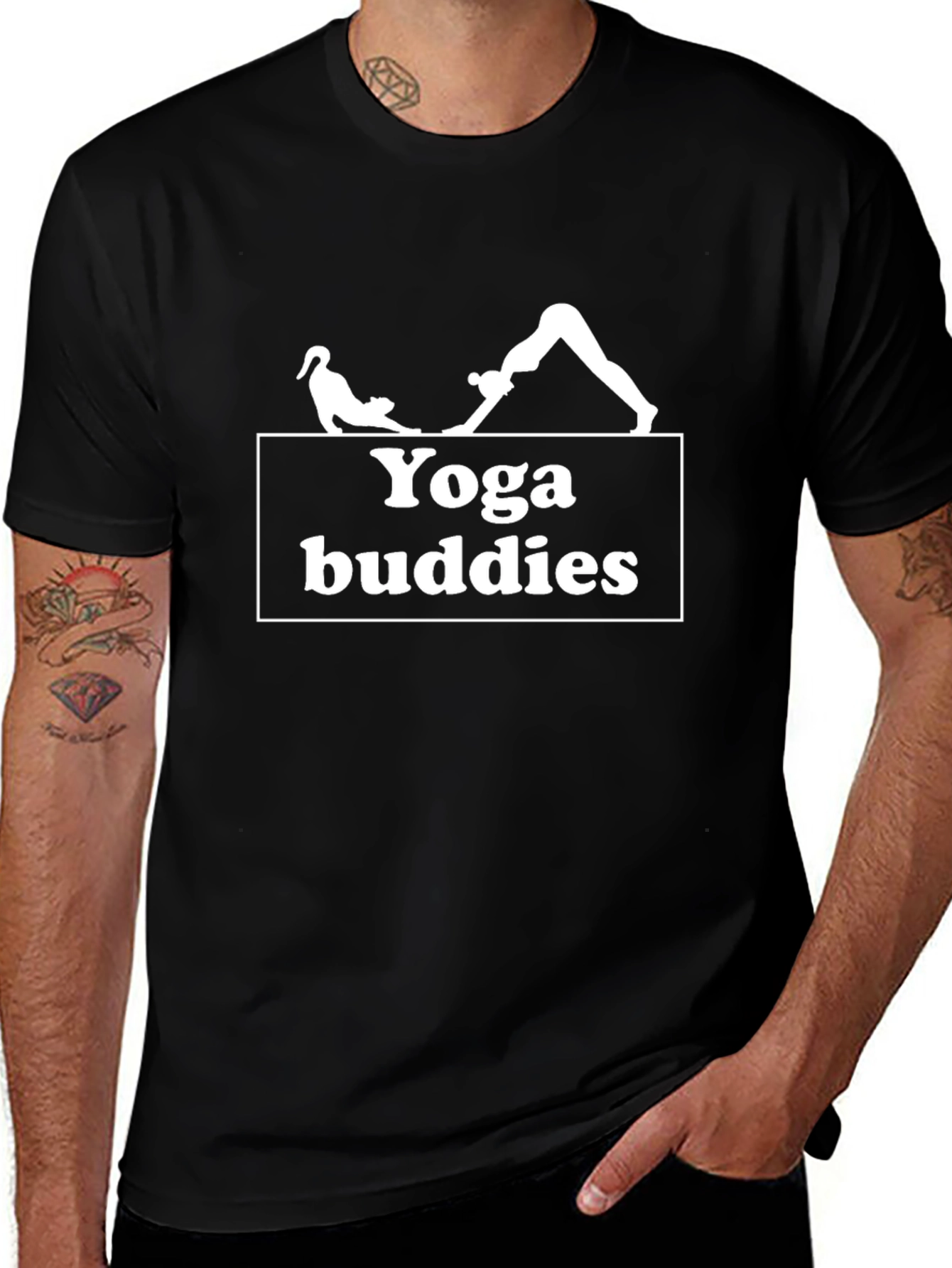 Yoga Buddies Black Graphic Tee