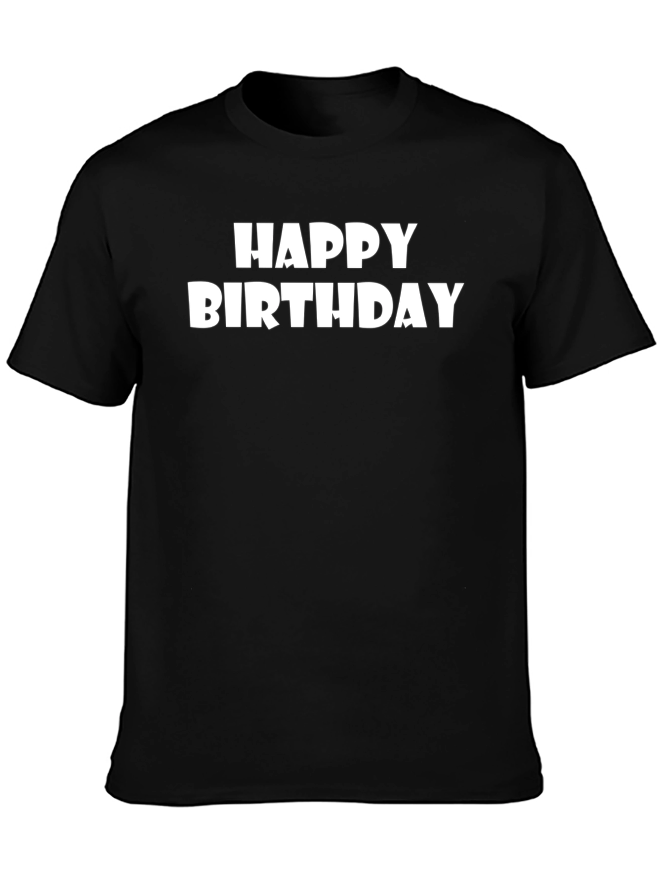 Happy Birthday Graphic Tee - Black Cotton Blend