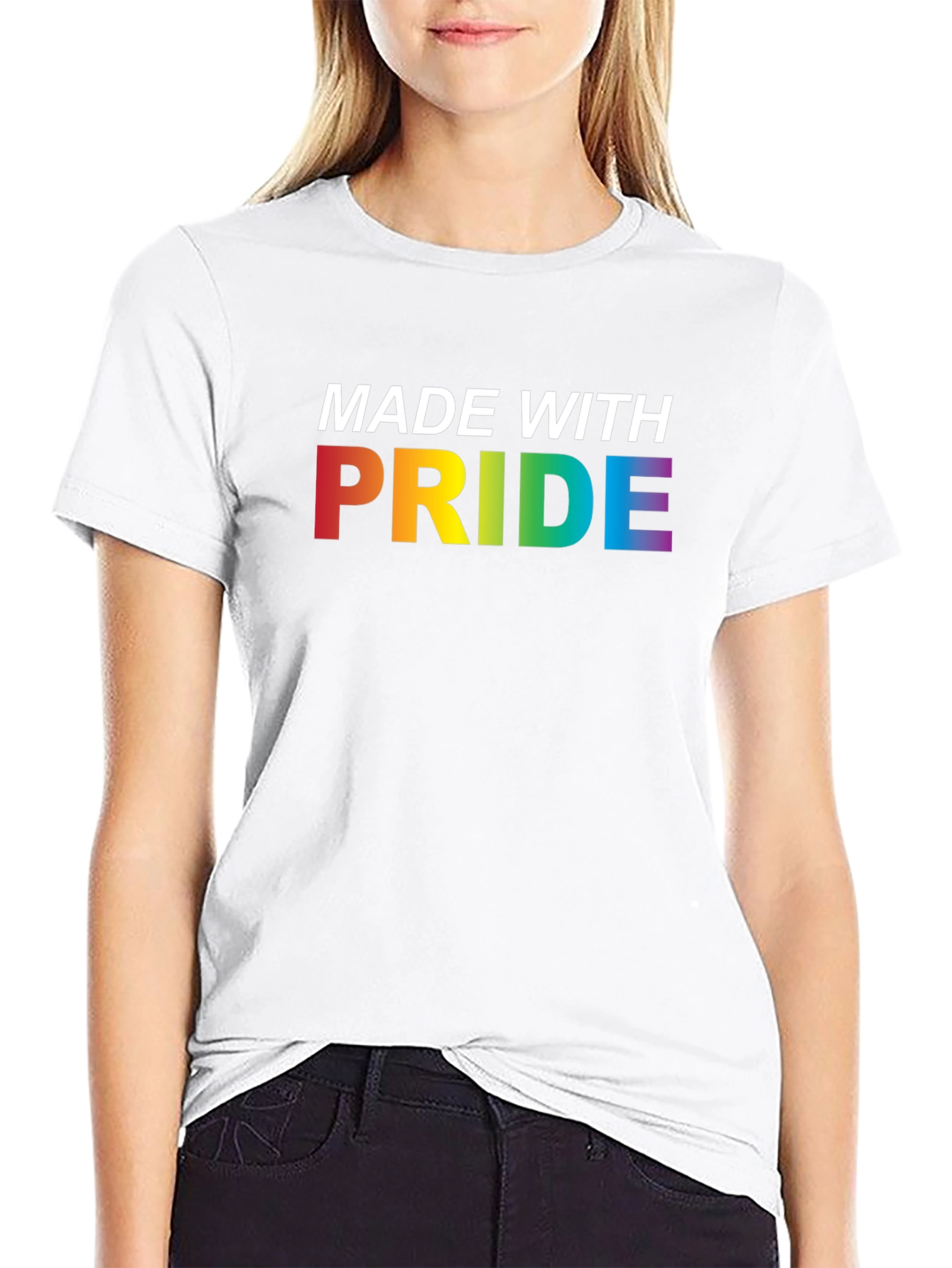 Made With Pride Rainbow Graphic Tee - Black