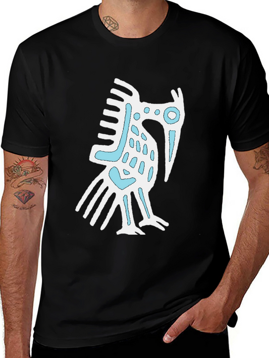 Black T-Shirt with White & Blue Graphic