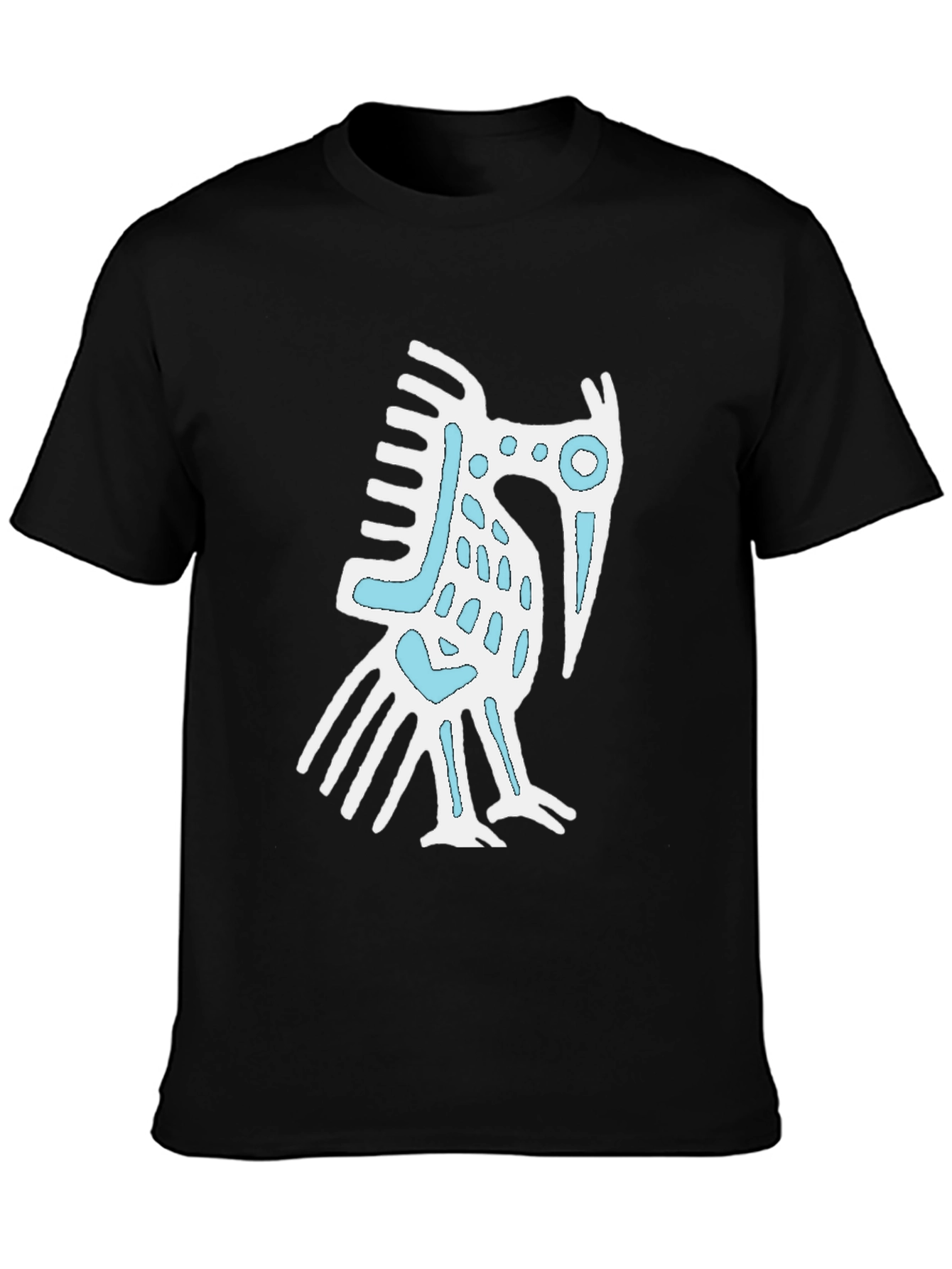 Black T-Shirt with White & Blue Graphic