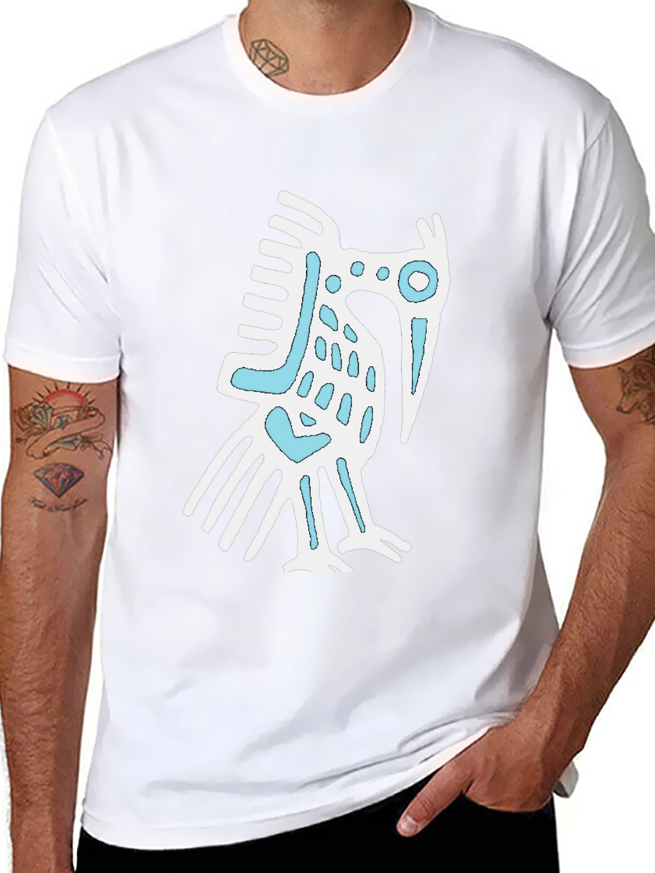 Black T-Shirt with White & Blue Graphic