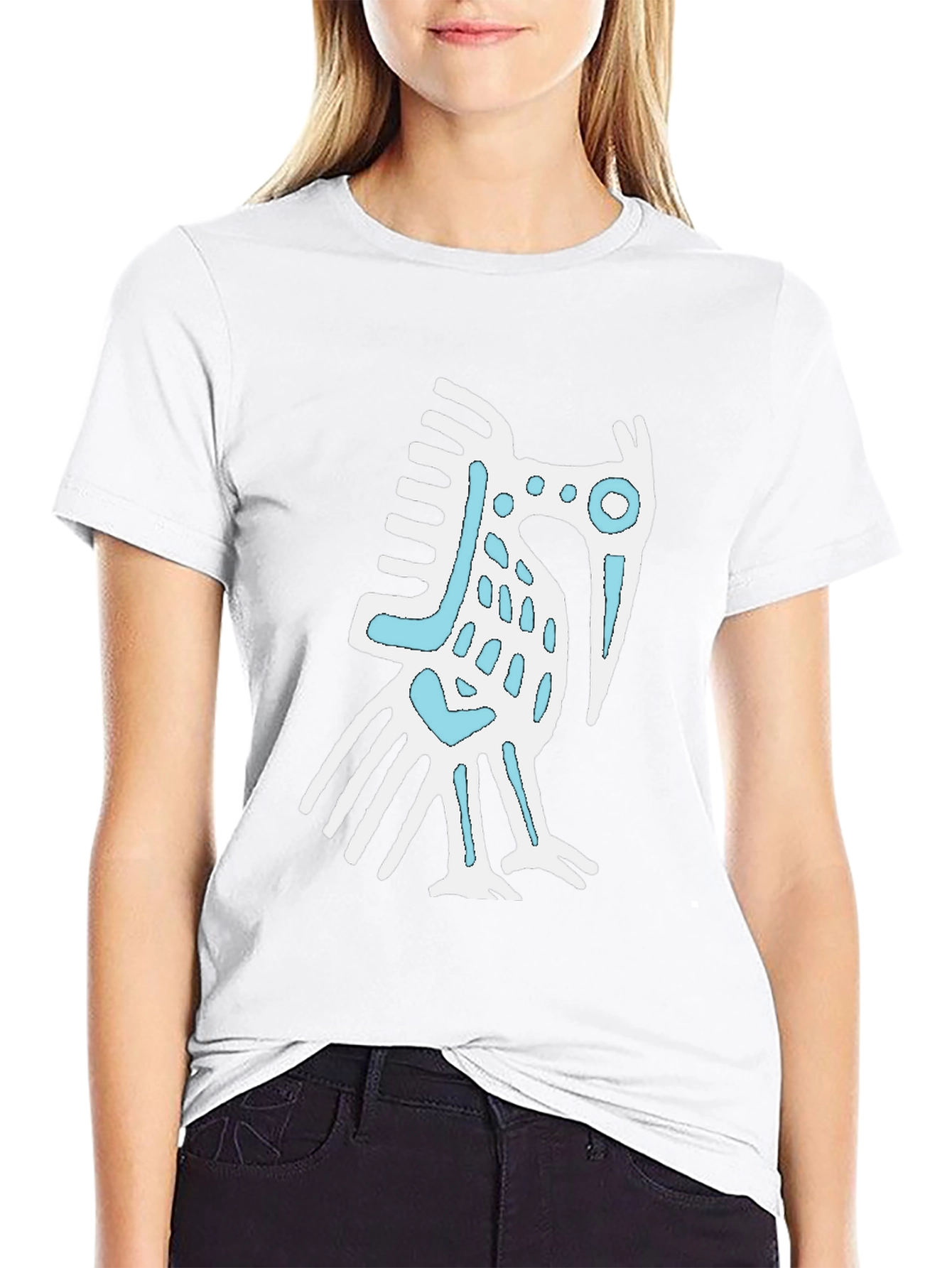 Black T-Shirt with White & Blue Graphic