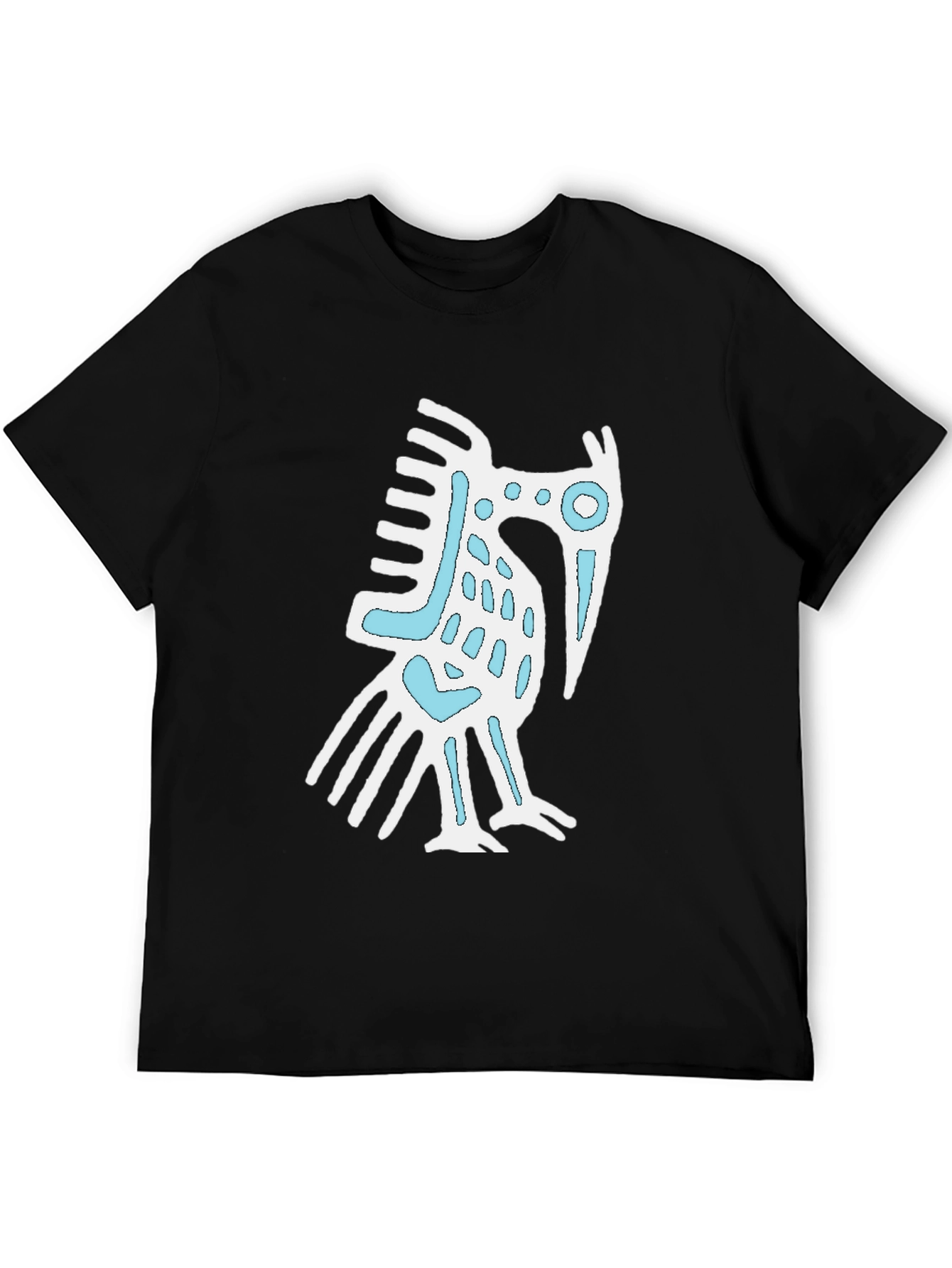Black T-Shirt with White & Blue Graphic