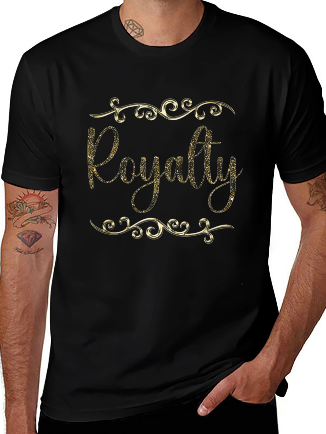 Royalty Golden Glitter Black T-Shirt
