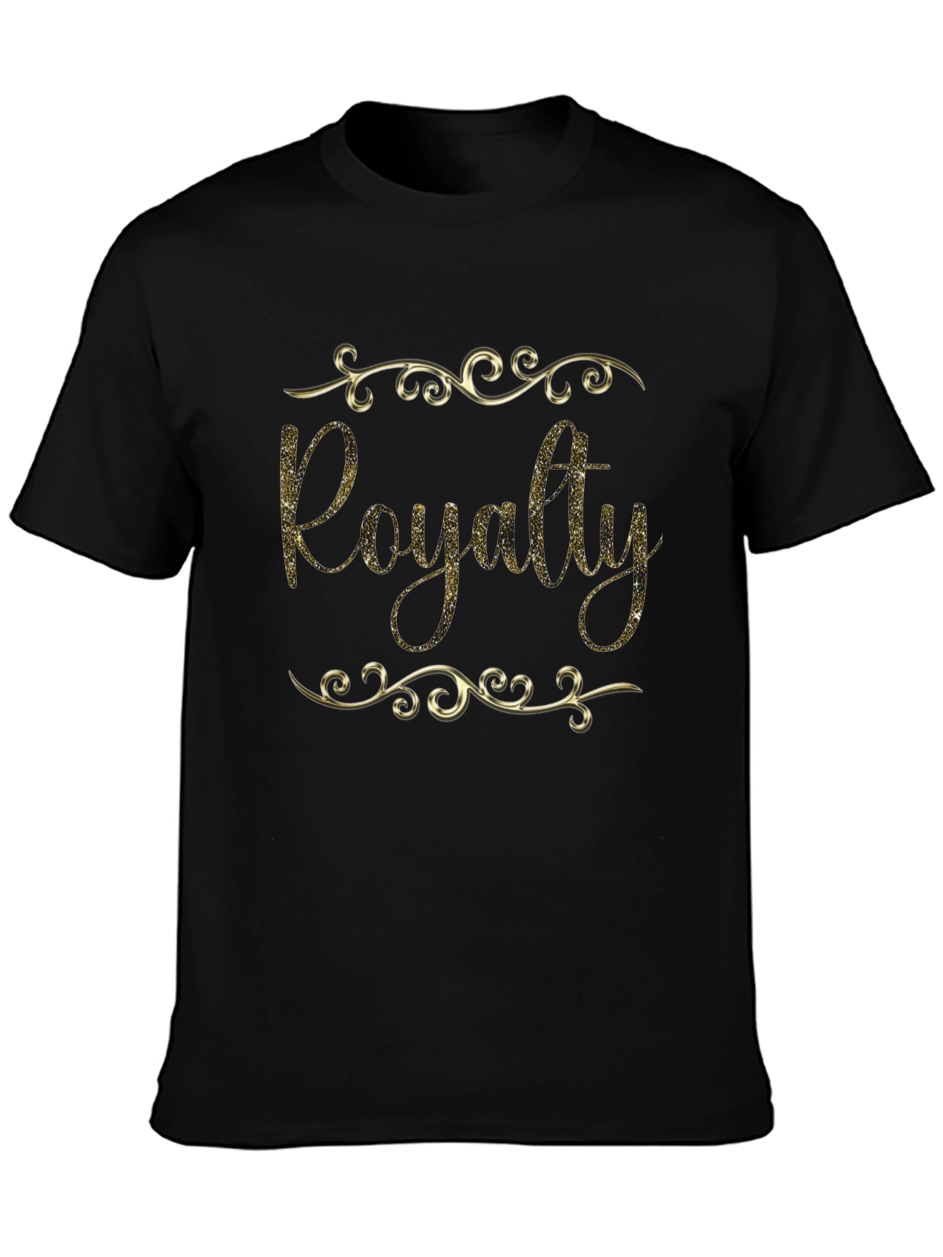 Royalty Golden Glitter Black T-Shirt