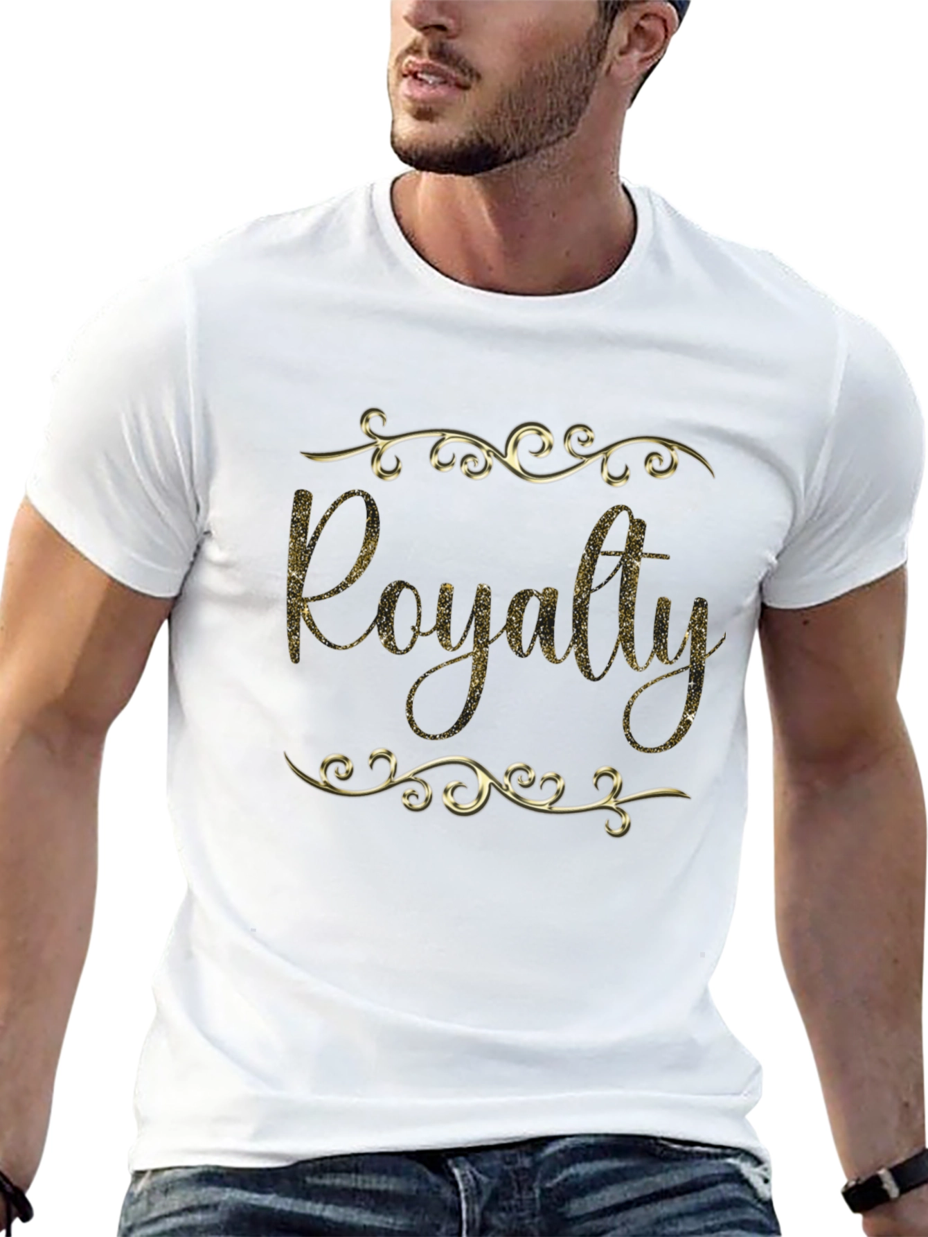 Royalty Golden Glitter Black T-Shirt