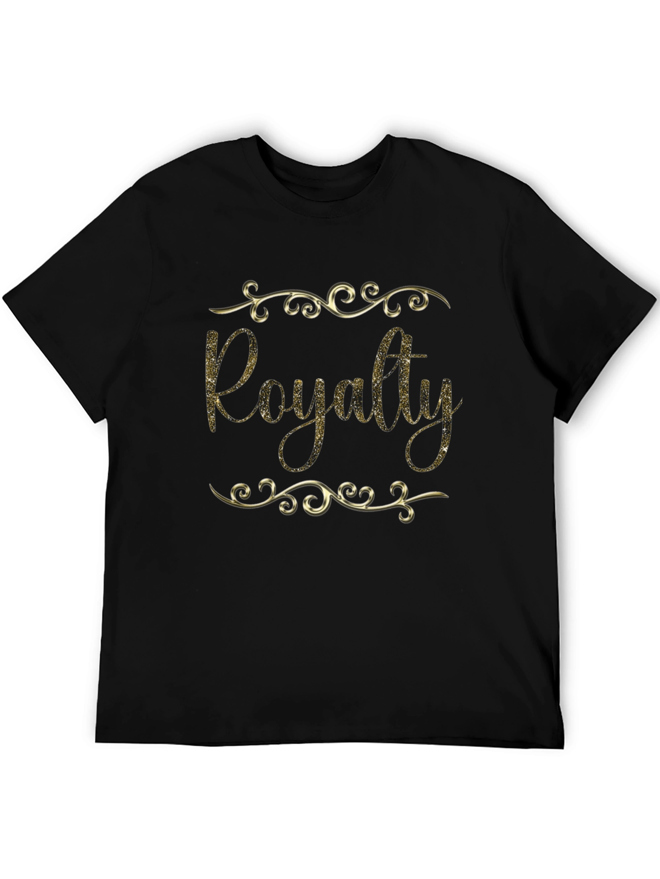 Royalty Golden Glitter Black T-Shirt