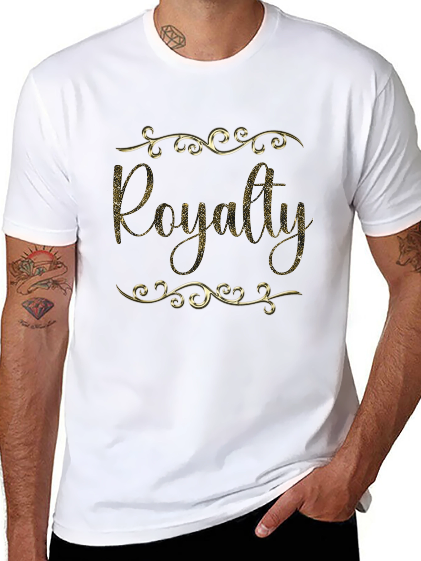 Royalty Golden Glitter Black T-Shirt