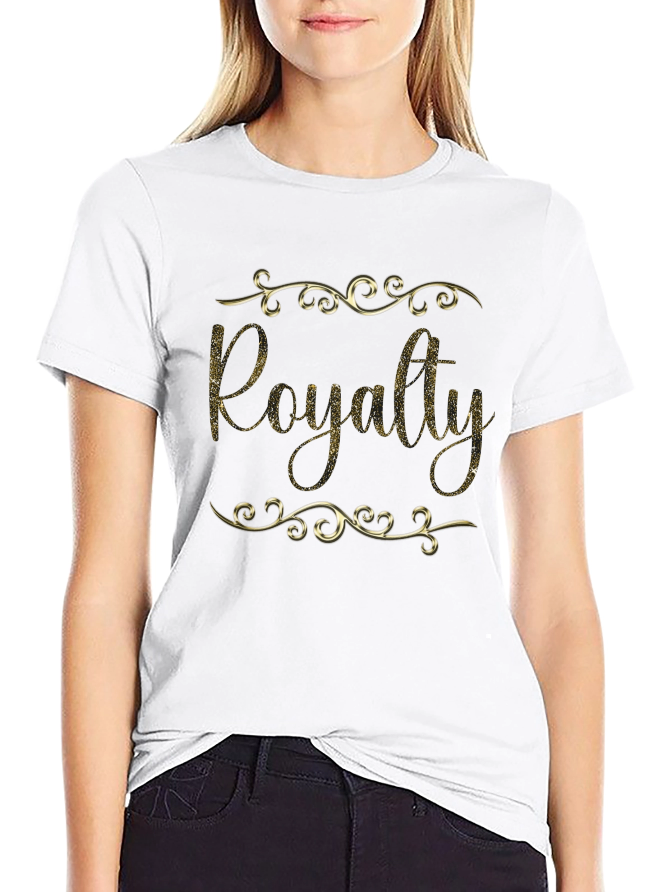 Royalty Golden Glitter Black T-Shirt