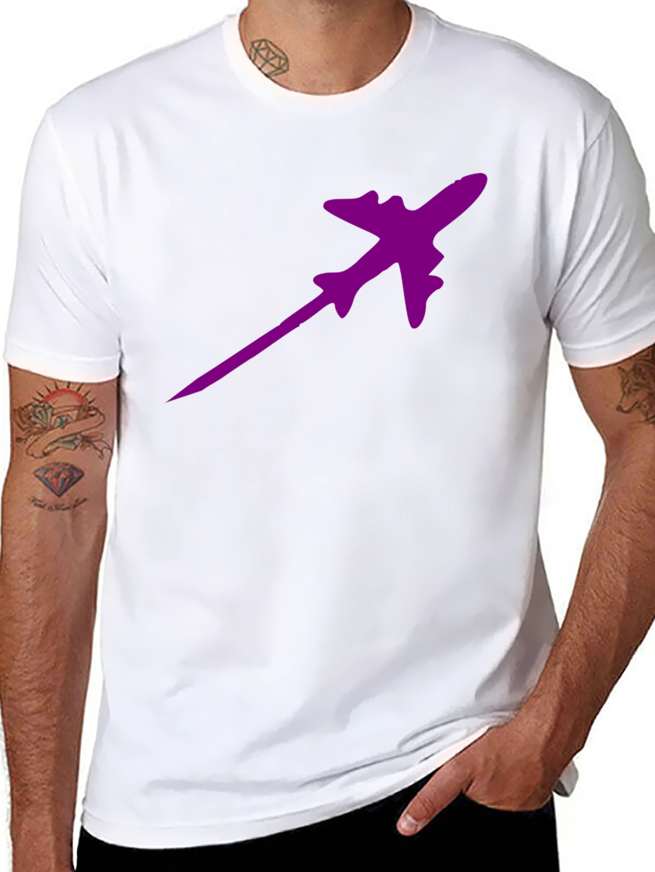 Purple Plane Black T-Shirt - Fly High in Style!