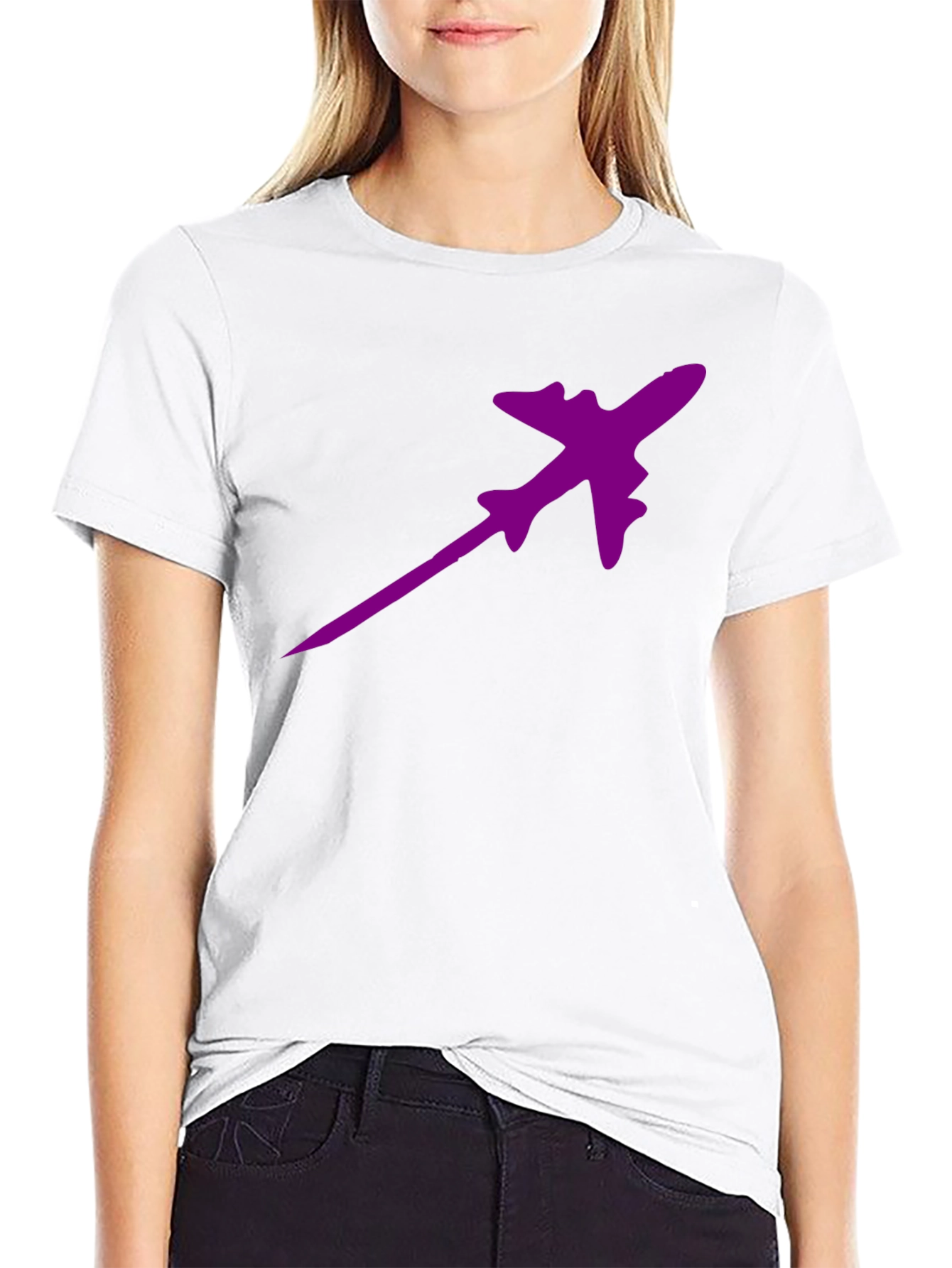 Purple Plane Black T-Shirt - Fly High in Style!