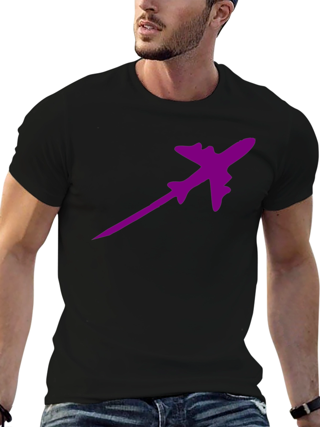 Purple Plane Black T-Shirt - Fly High in Style!