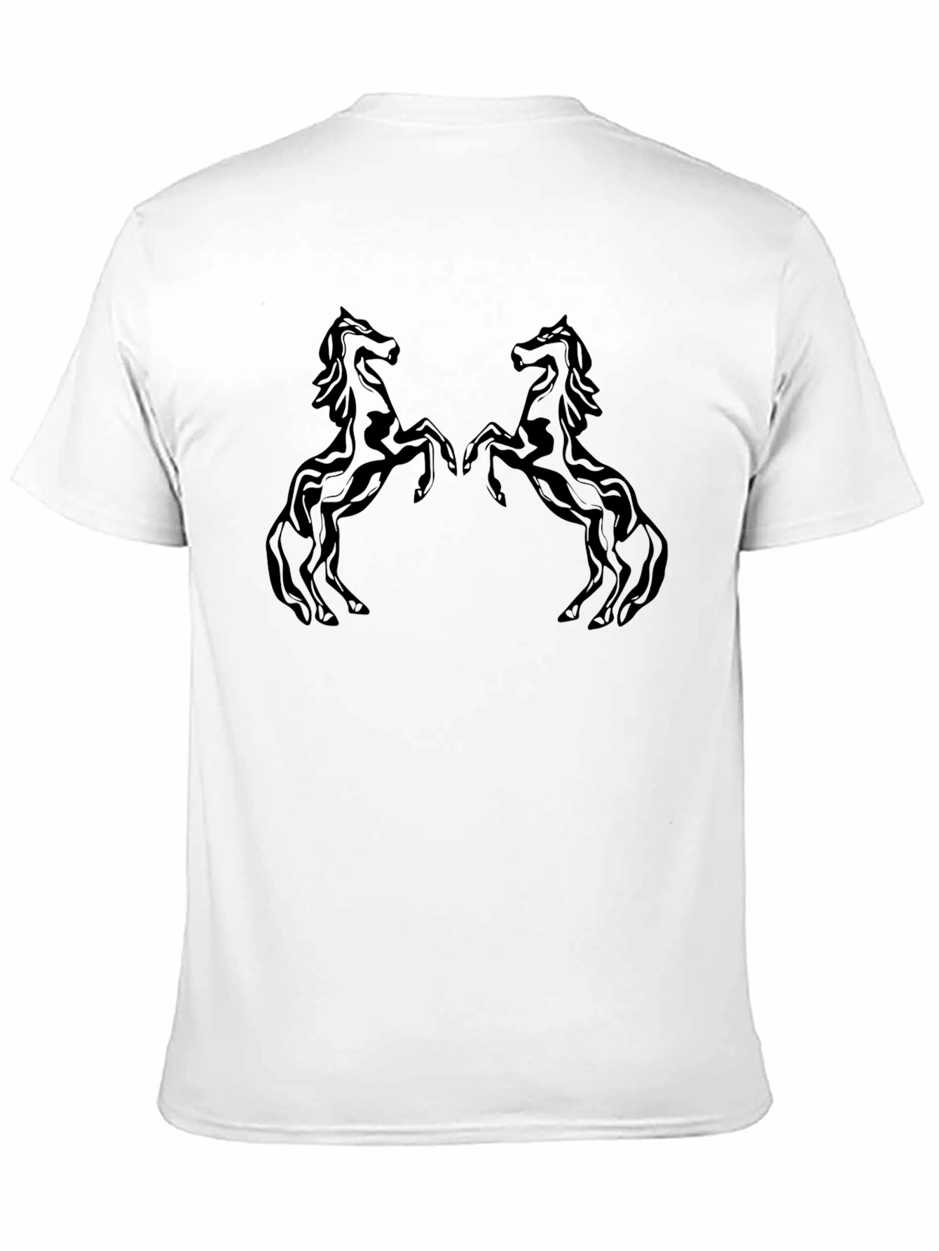 Black T-Shirt with Two Horse Design