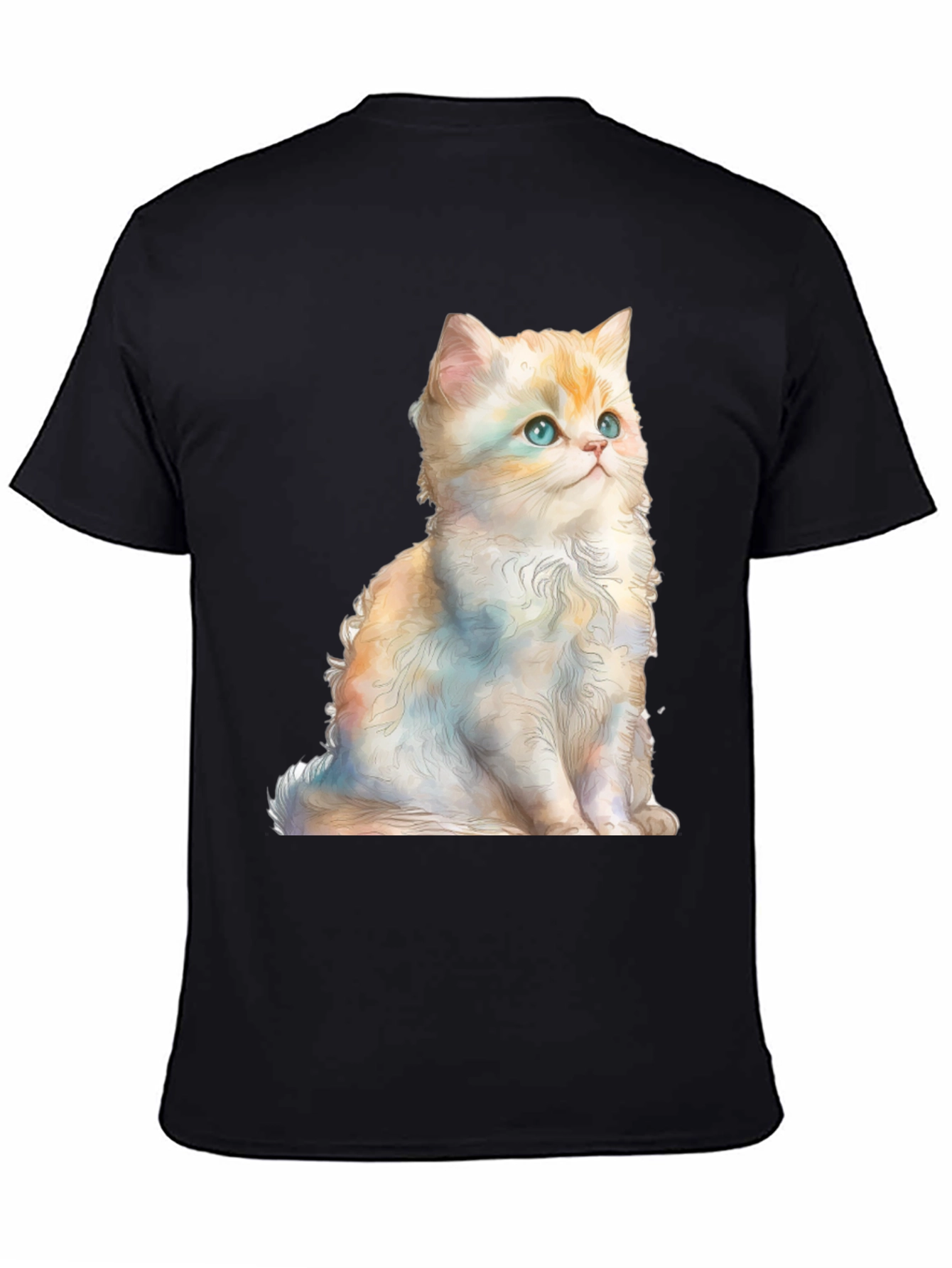 Cute Kitten Graphic Tee - Soft Black Cotton Shirt