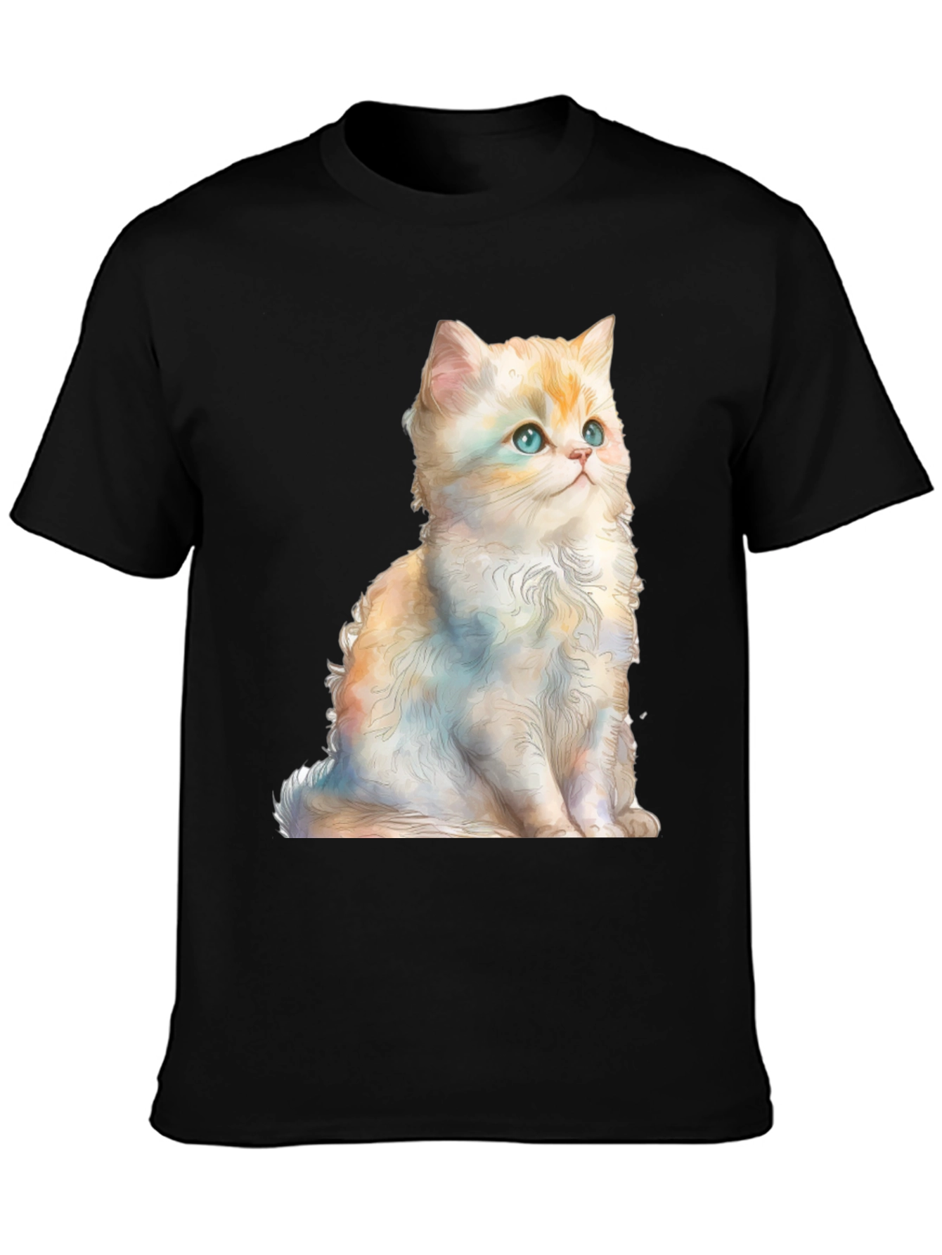 Cute Kitten Graphic Tee - Soft Black Cotton Shirt