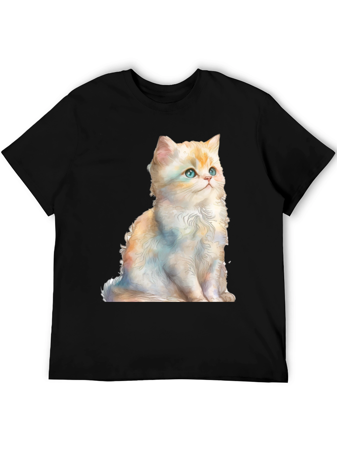 Cute Kitten Graphic Tee - Soft Black Cotton Shirt