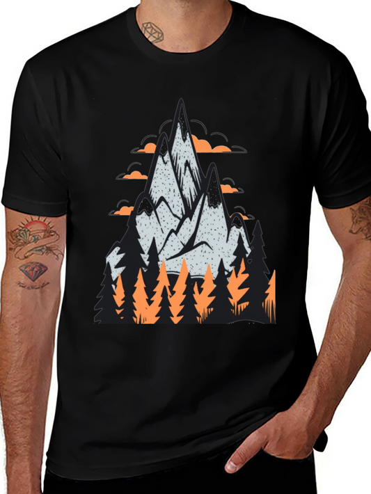 Mountain & Forest Graphic Tee - Outdoor Adventure Shirt