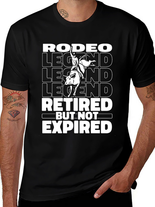 Rodeo Legend Retired But Not Expired Black Graphic T-Shirt