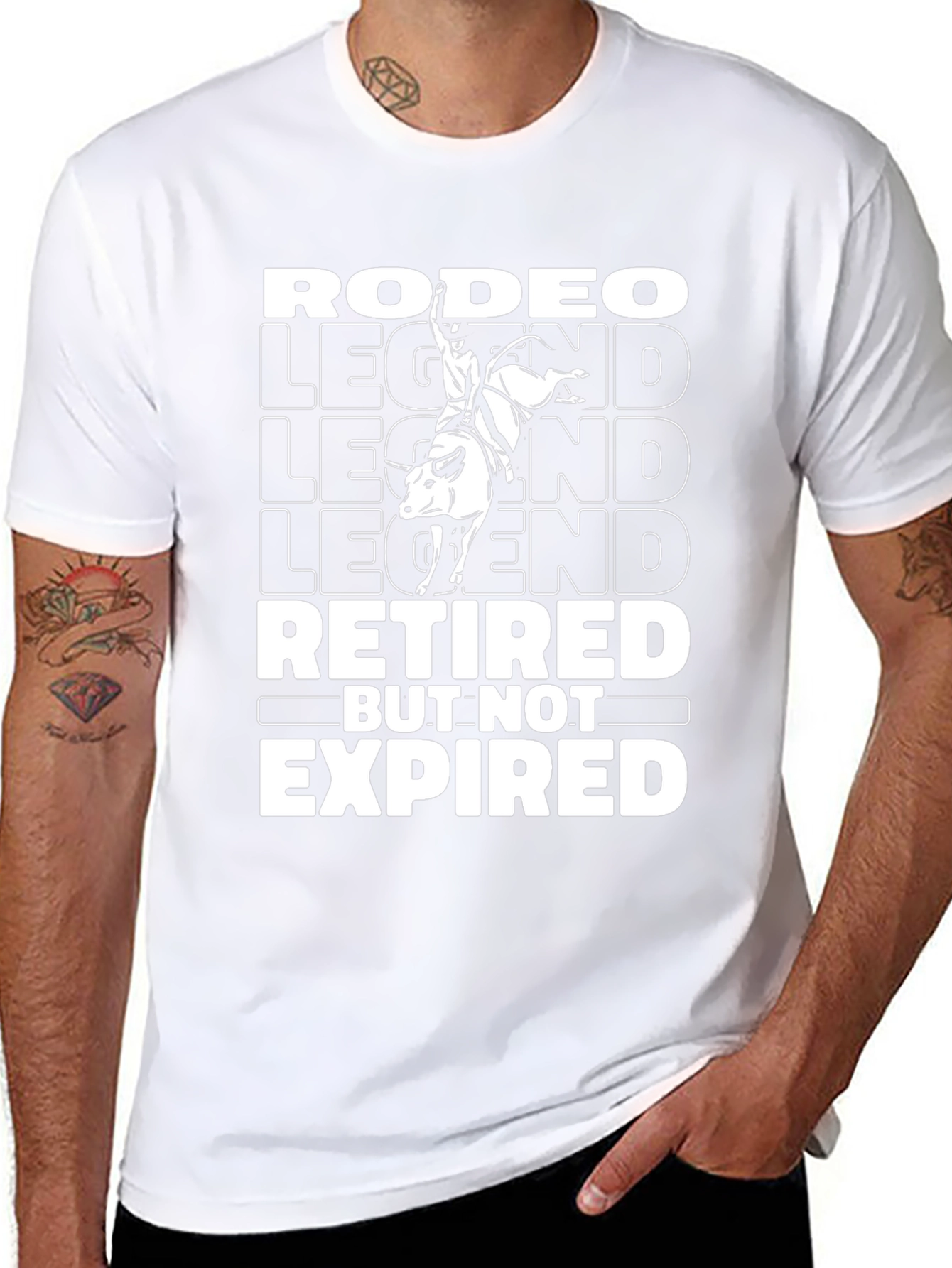 Rodeo Legend Retired But Not Expired Black Graphic T-Shirt