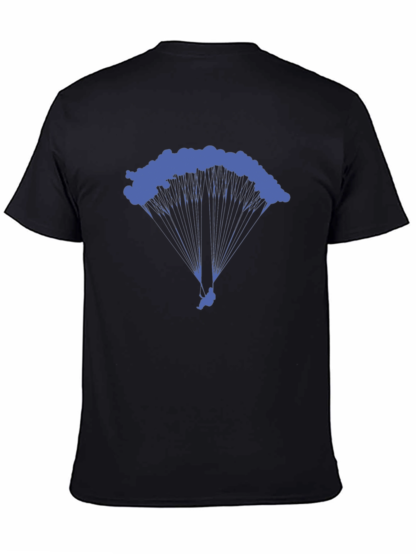 Skydiving Parachute Graphic Tee - Black Cotton T-Shirt