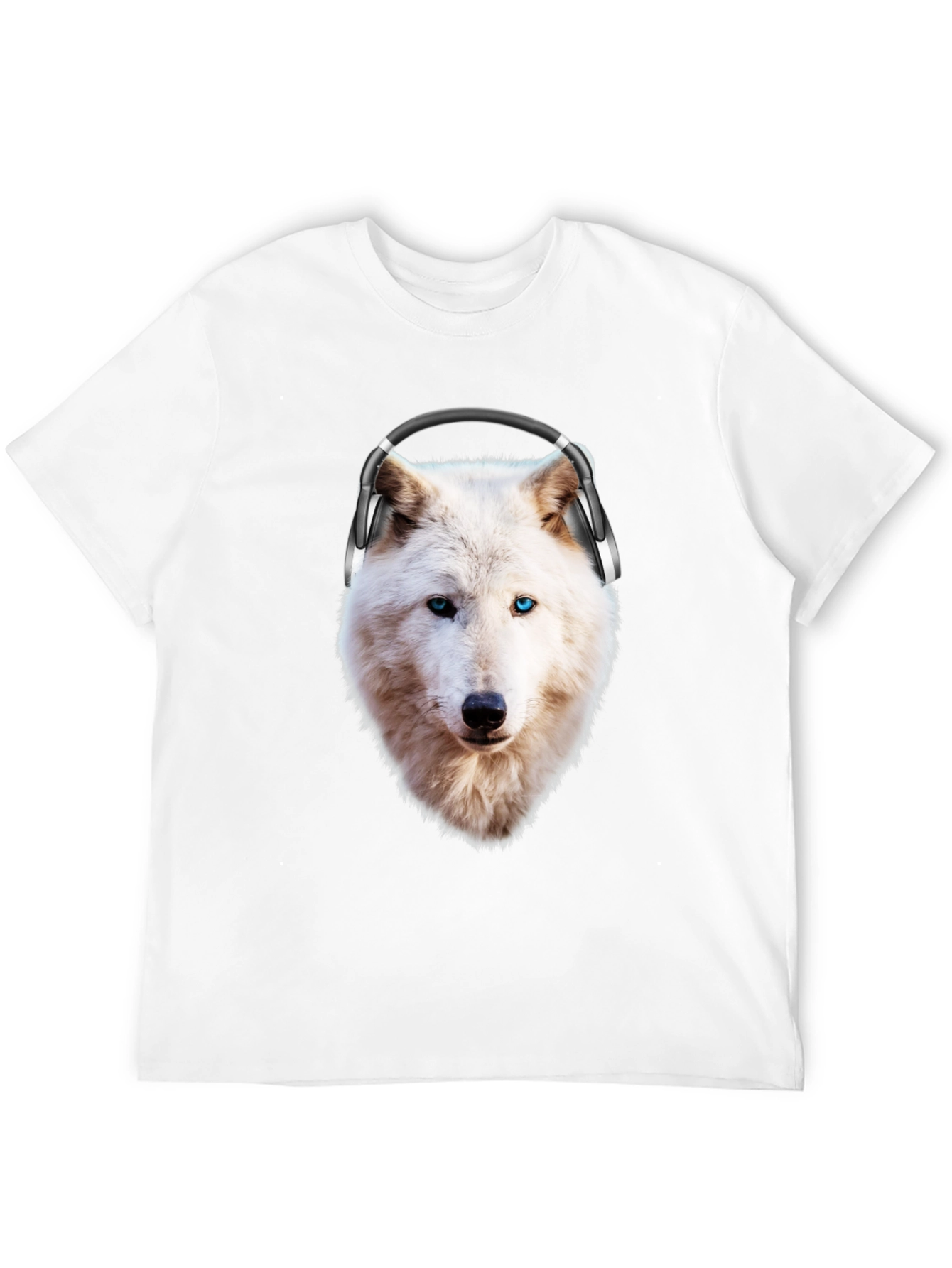 Wolf with Headphones Graphic T-Shirt