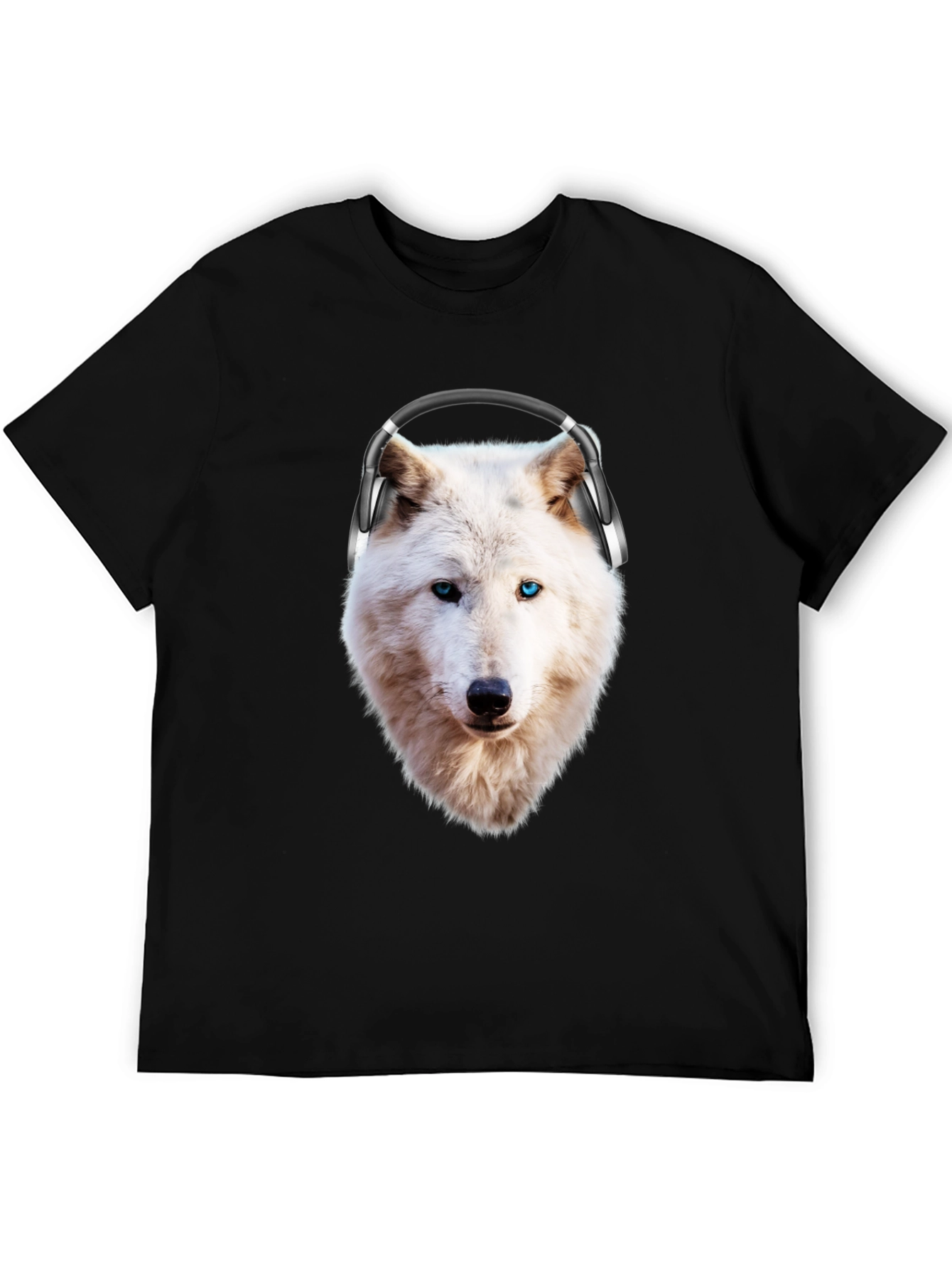 Wolf with Headphones Graphic T-Shirt
