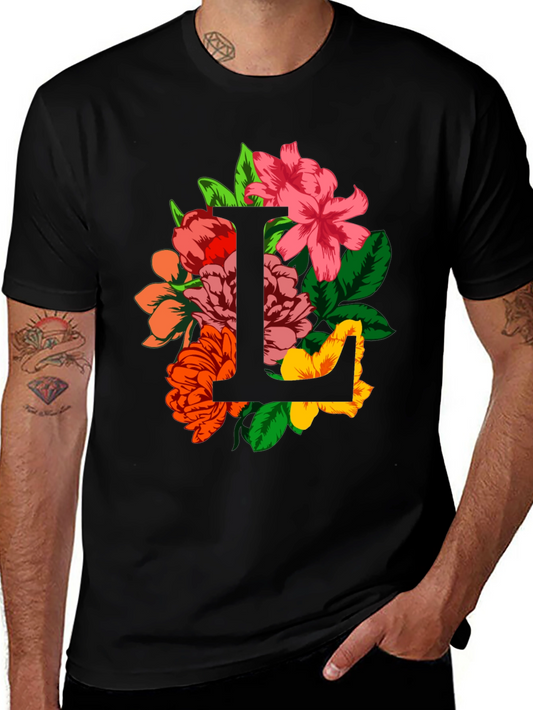 Floral Letter L Graphic T-Shirt