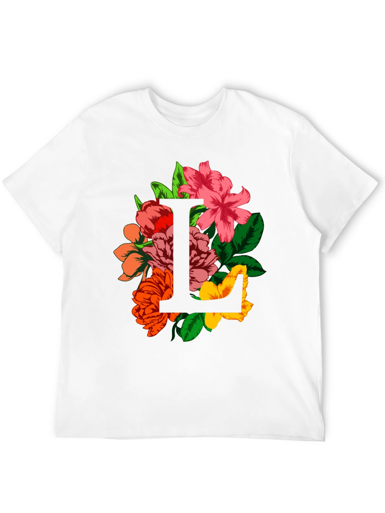 Floral Letter L Graphic T-Shirt